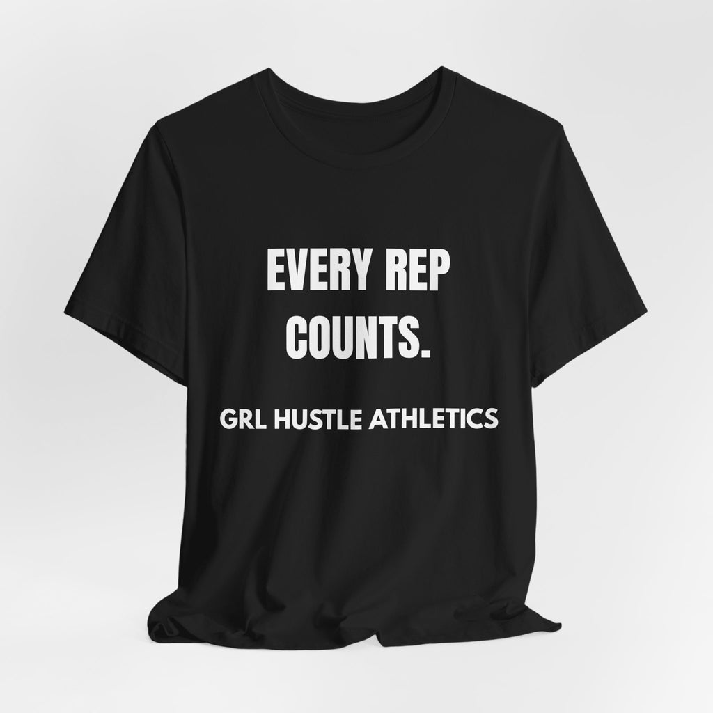 Black GRL HUSTLE Essential Tee — Every Rep Counts.