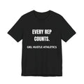 Black GRL HUSTLE Essential Tee — Every Rep Counts.