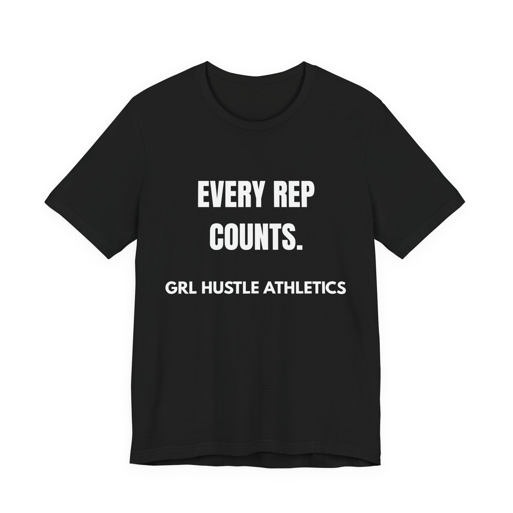 Black GRL HUSTLE Essential Tee — Every Rep Counts.